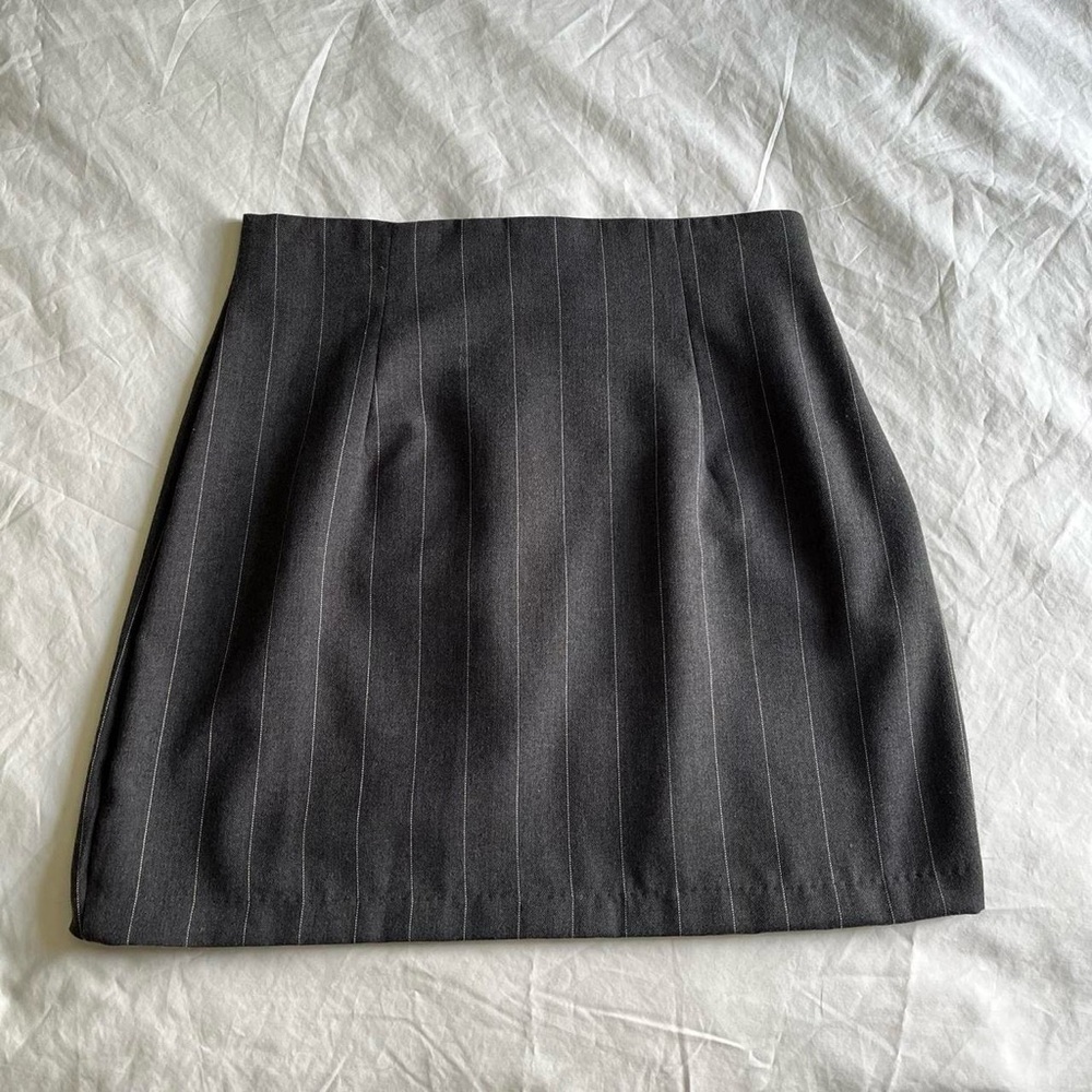 Ref Grey and White Pinstriped Mini Skirt